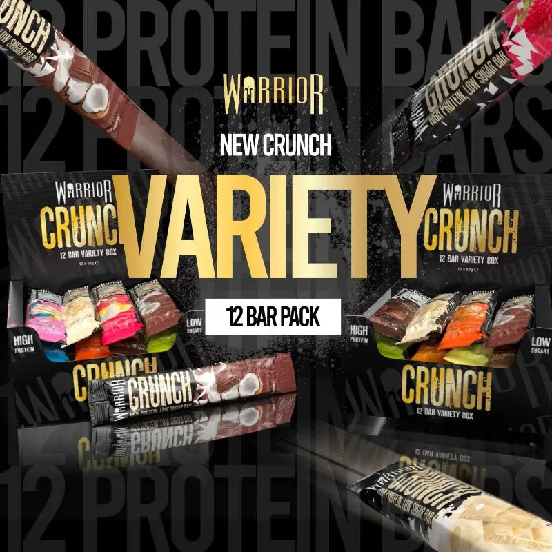 Warrior Crunch x12 64G Protein Bar Variety Box 20G Protein Warrior